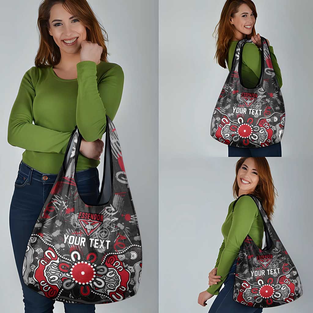 Personalized Essendon Bombers Grocery Bag Aboriginal Dot Painting Graffiti Style