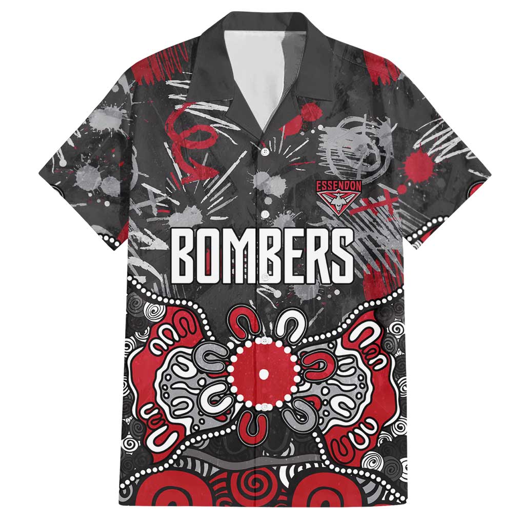 Personalized Essendon Bombers Hawaiian Shirt Aboriginal Dot Painting Graffiti Style