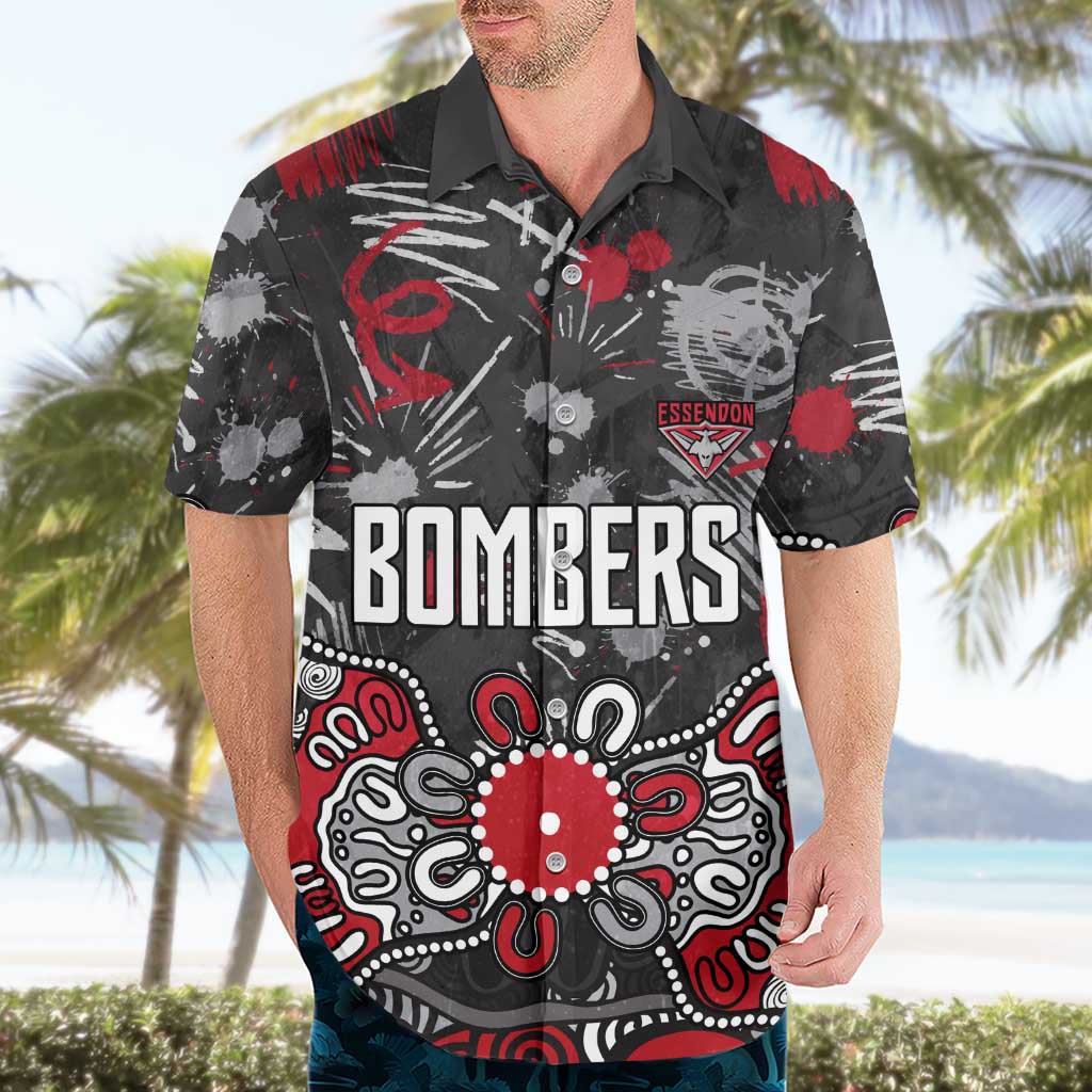 Personalized Essendon Bombers Hawaiian Shirt Aboriginal Dot Painting Graffiti Style