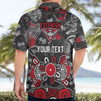 Personalized Essendon Bombers Hawaiian Shirt Aboriginal Dot Painting Graffiti Style