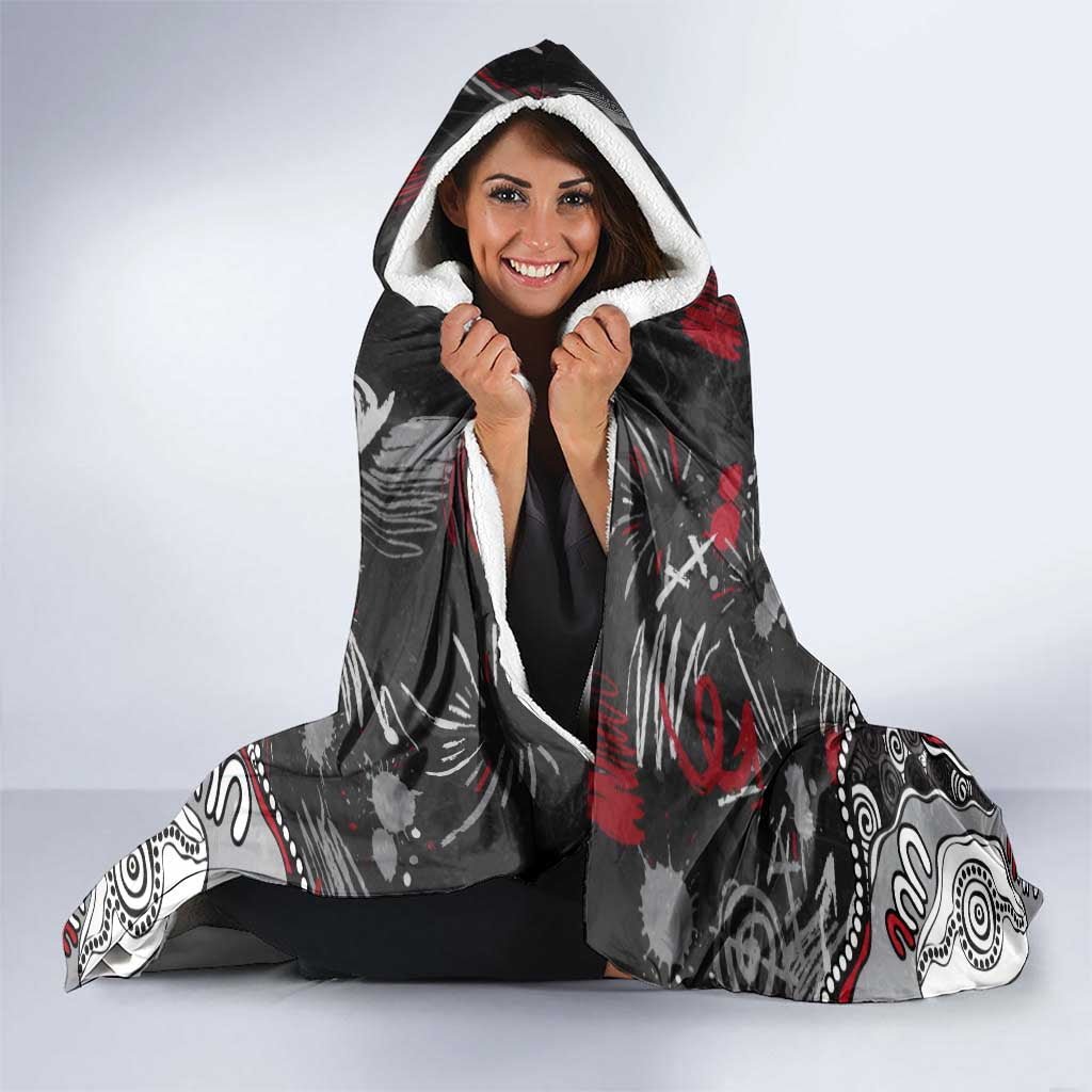Personalized Essendon Bombers Hooded Blanket Aboriginal Dot Painting Graffiti Style