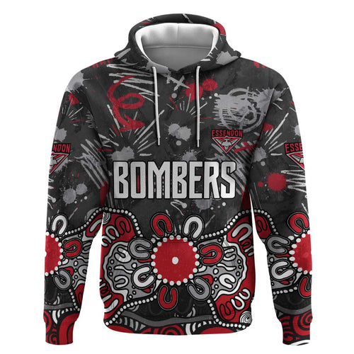 Personalized Essendon Bombers Hoodie Aboriginal Dot Painting Graffiti Style