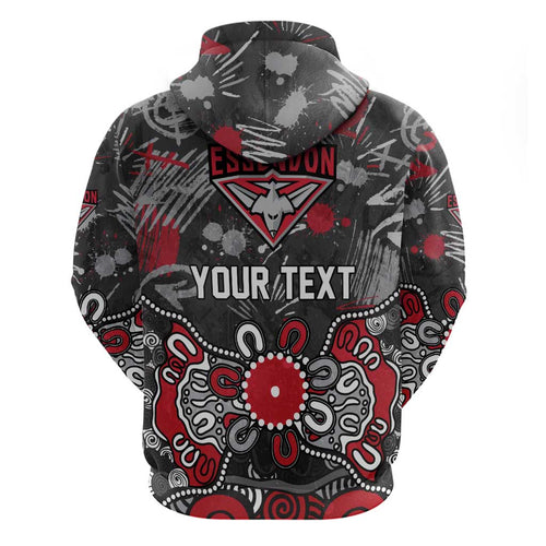 Personalized Essendon Bombers Hoodie Aboriginal Dot Painting Graffiti Style
