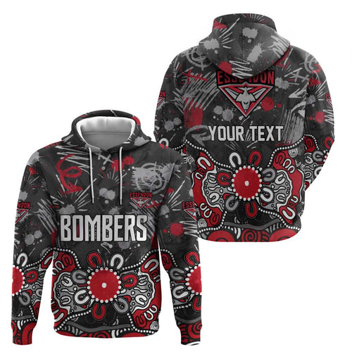 Personalized Essendon Bombers Hoodie Aboriginal Dot Painting Graffiti Style