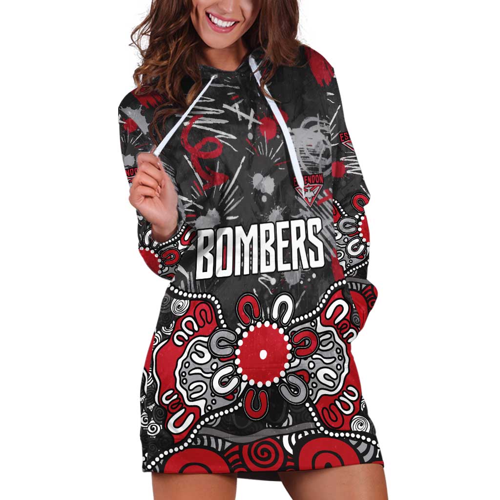 Personalized Essendon Bombers Hoodie Dress Aboriginal Dot Painting Graffiti Style