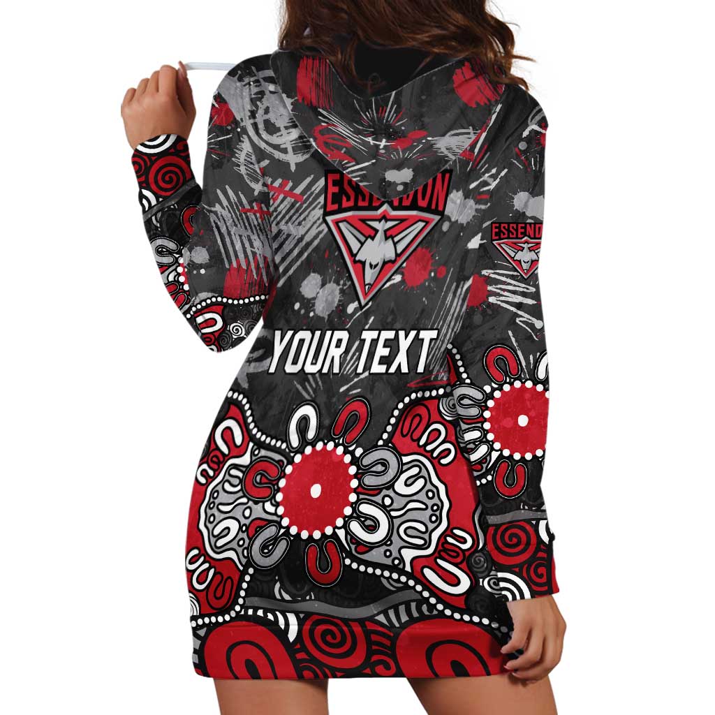 Personalized Essendon Bombers Hoodie Dress Aboriginal Dot Painting Graffiti Style
