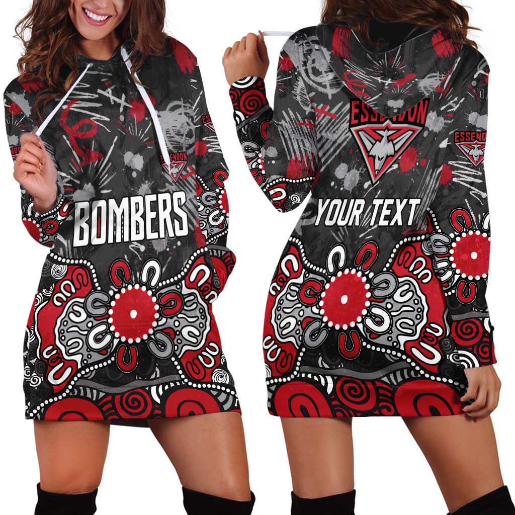 Personalized Essendon Bombers Hoodie Dress Aboriginal Dot Painting Graffiti Style