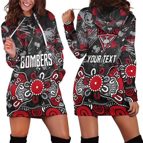 Personalized Essendon Bombers Hoodie Dress Aboriginal Dot Painting Graffiti Style