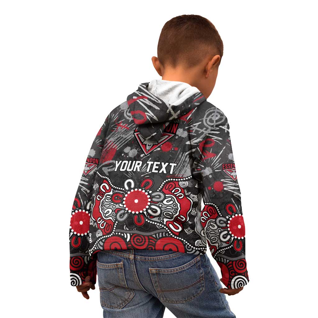 Personalized Essendon Bombers Kid Hoodie Aboriginal Dot Painting Graffiti Style