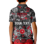 Personalized Essendon Bombers Kid Polo Shirt Aboriginal Dot Painting Graffiti Style
