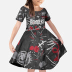 Personalized Essendon Bombers Kid Short Sleeve Dress Aboriginal Dot Painting Graffiti Style