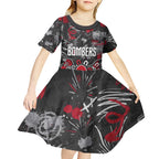 Personalized Essendon Bombers Kid Short Sleeve Dress Aboriginal Dot Painting Graffiti Style
