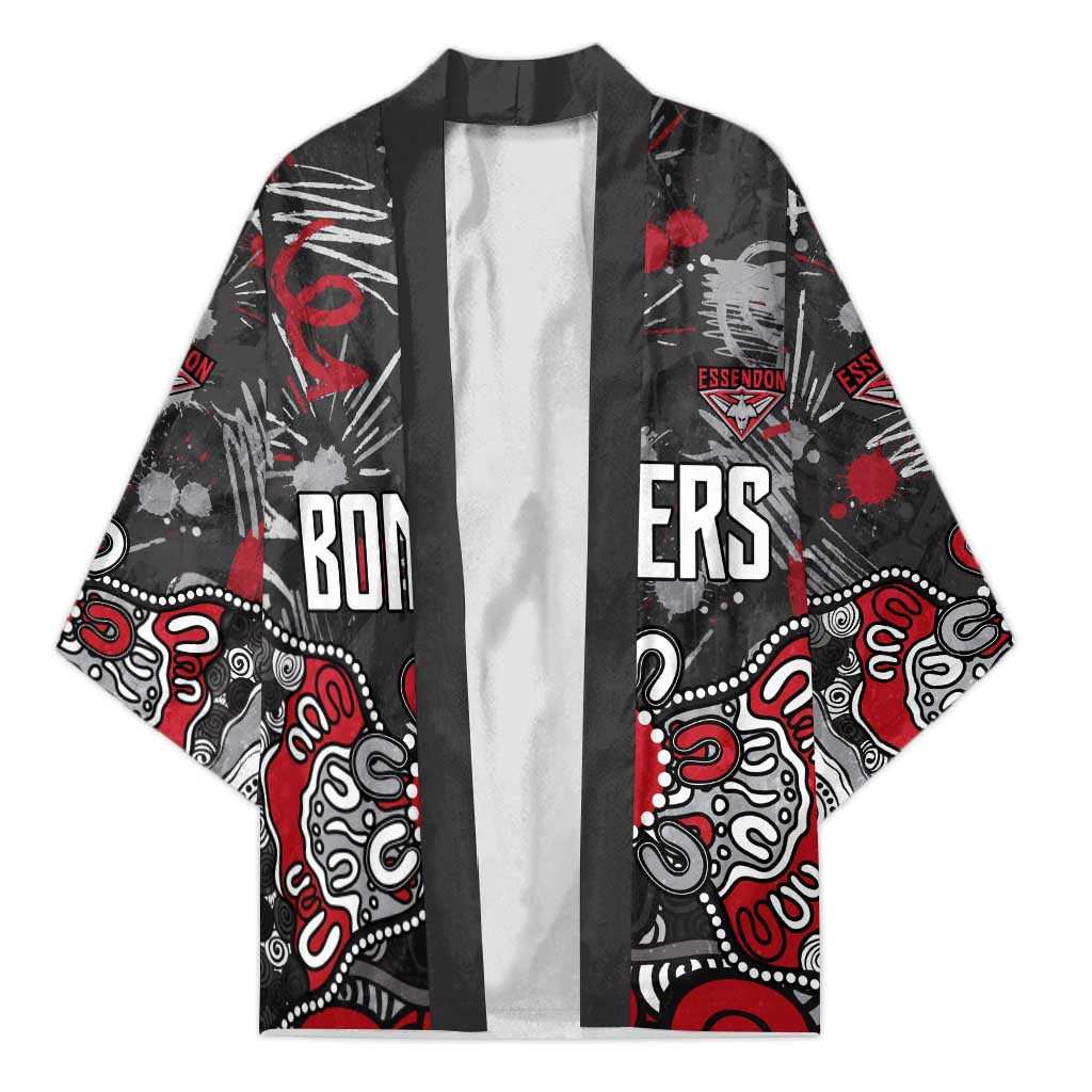 Personalized Essendon Bombers Kimono Aboriginal Dot Painting Graffiti Style