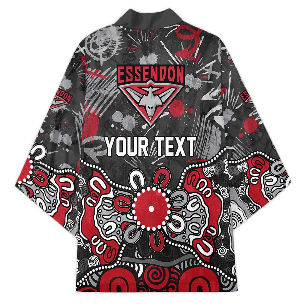 Personalized Essendon Bombers Kimono Aboriginal Dot Painting Graffiti Style