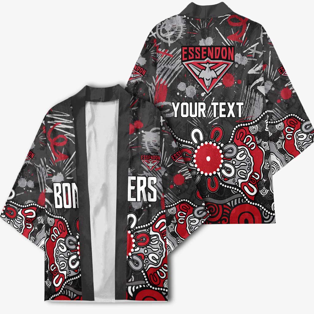 Personalized Essendon Bombers Kimono Aboriginal Dot Painting Graffiti Style
