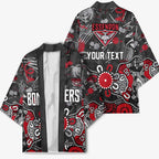 Personalized Essendon Bombers Kimono Aboriginal Dot Painting Graffiti Style