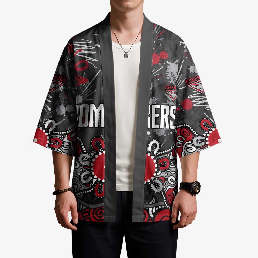 Personalized Essendon Bombers Kimono Aboriginal Dot Painting Graffiti Style