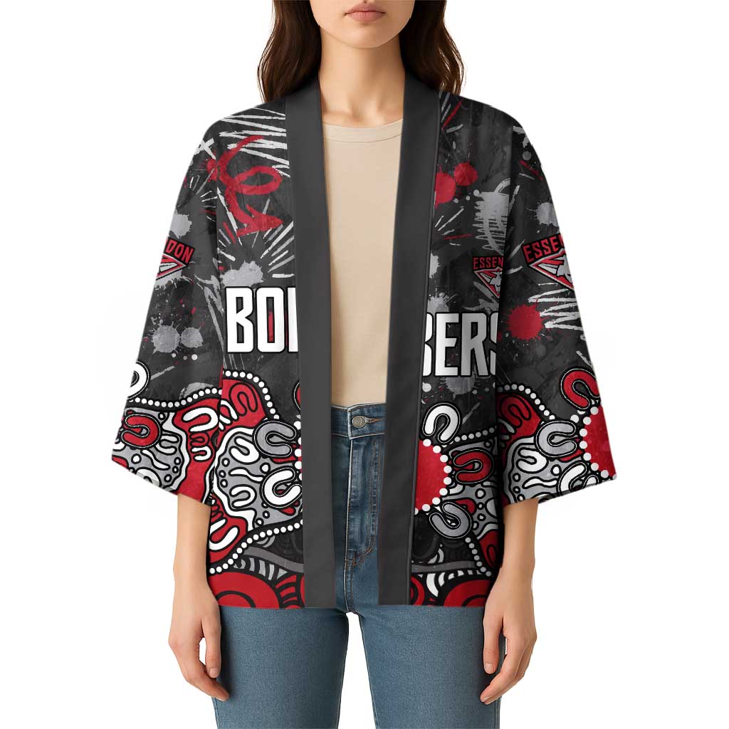Personalized Essendon Bombers Kimono Aboriginal Dot Painting Graffiti Style