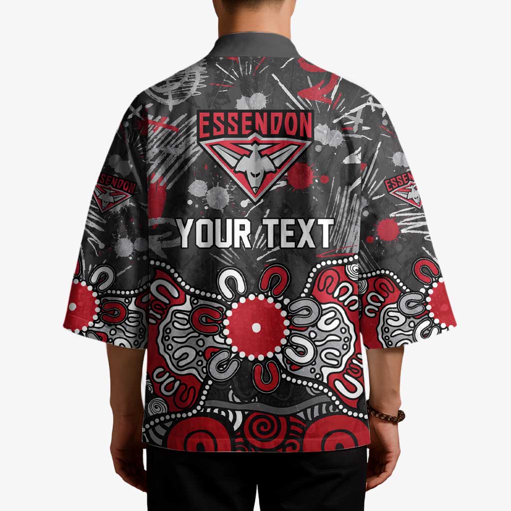 Personalized Essendon Bombers Kimono Aboriginal Dot Painting Graffiti Style