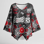 Personalized Essendon Bombers Kimono Sleeve Blouse Aboriginal Dot Painting Graffiti Style