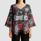 Personalized Essendon Bombers Kimono Sleeve Blouse Aboriginal Dot Painting Graffiti Style