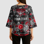 Personalized Essendon Bombers Kimono Sleeve Blouse Aboriginal Dot Painting Graffiti Style