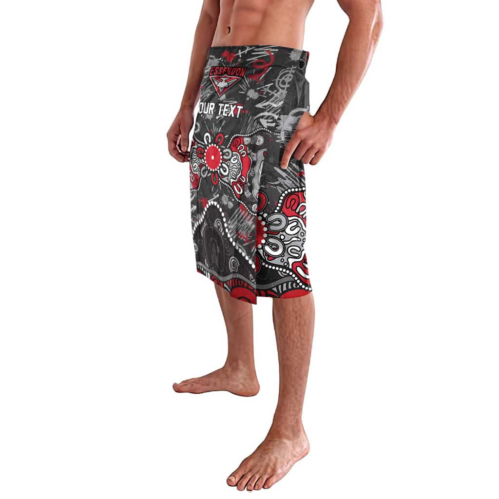 Personalized Essendon Bombers Lavalava Aboriginal Dot Painting Graffiti Style