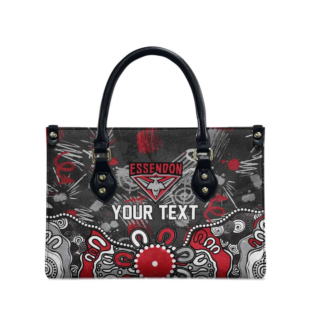 Personalized Essendon Bombers Leather Bag Aboriginal Dot Painting Graffiti Style