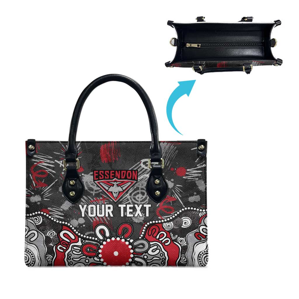 Personalized Essendon Bombers Leather Bag Aboriginal Dot Painting Graffiti Style