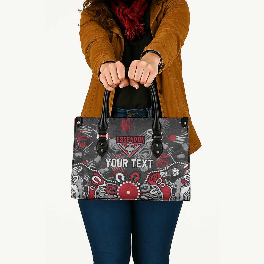 Personalized Essendon Bombers Leather Bag Aboriginal Dot Painting Graffiti Style