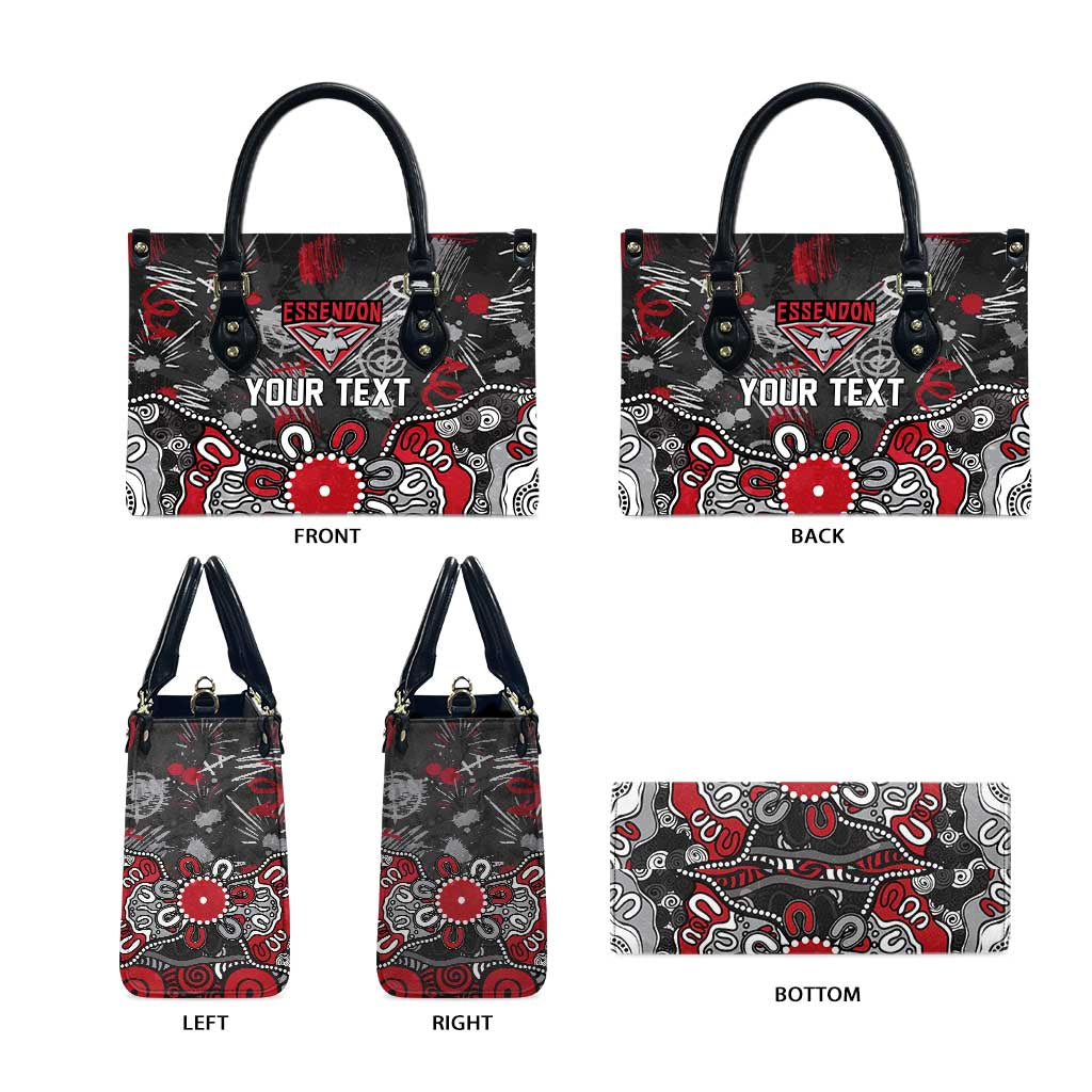 Personalized Essendon Bombers Leather Bag Aboriginal Dot Painting Graffiti Style