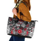 Personalized Essendon Bombers Leather Tote Bag Aboriginal Dot Painting Graffiti Style