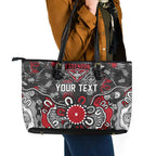 Personalized Essendon Bombers Leather Tote Bag Aboriginal Dot Painting Graffiti Style