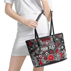 Personalized Essendon Bombers Leather Tote Bag Aboriginal Dot Painting Graffiti Style