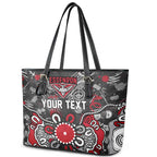 Personalized Essendon Bombers Leather Tote Bag Aboriginal Dot Painting Graffiti Style