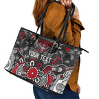 Personalized Essendon Bombers Leather Tote Bag Aboriginal Dot Painting Graffiti Style