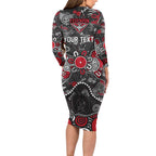 Personalized Essendon Bombers Long Sleeve Bodycon Dress Aboriginal Dot Painting Graffiti Style