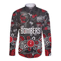 Personalized Essendon Bombers Long Sleeve Button Shirt Aboriginal Dot Painting Graffiti Style