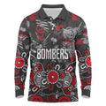Personalized Essendon Bombers Long Sleeve Polo Shirt Aboriginal Dot Painting Graffiti Style