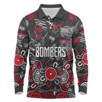 Personalized Essendon Bombers Long Sleeve Polo Shirt Aboriginal Dot Painting Graffiti Style