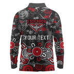 Personalized Essendon Bombers Long Sleeve Polo Shirt Aboriginal Dot Painting Graffiti Style