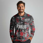 Personalized Essendon Bombers Long Sleeve Polo Shirt Aboriginal Dot Painting Graffiti Style