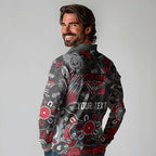 Personalized Essendon Bombers Long Sleeve Polo Shirt Aboriginal Dot Painting Graffiti Style