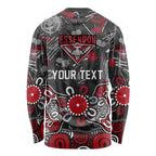 Personalized Essendon Bombers Long Sleeve Shirt Aboriginal Dot Painting Graffiti Style