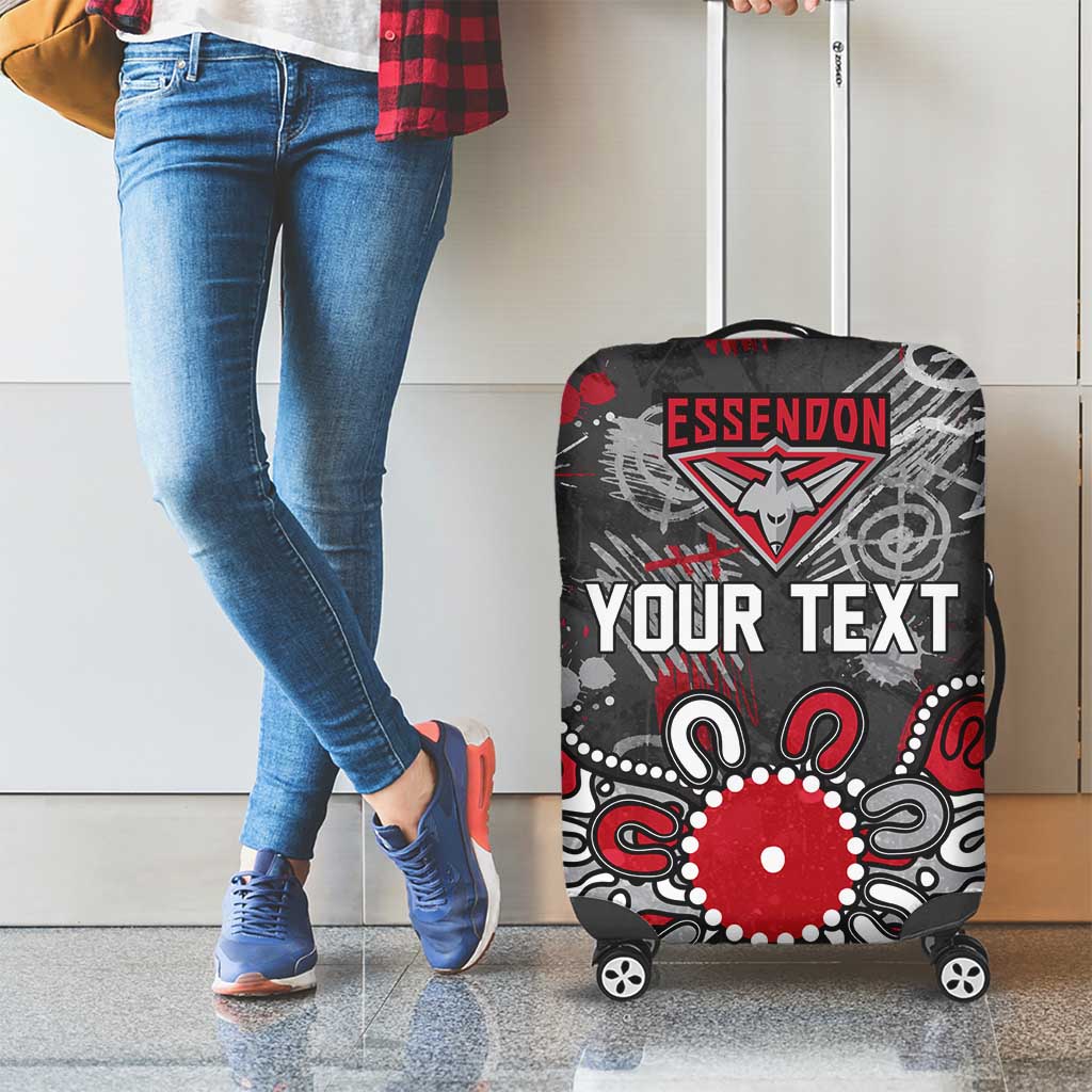 Personalized Essendon Bombers Luggage Cover Aboriginal Dot Painting Graffiti Style