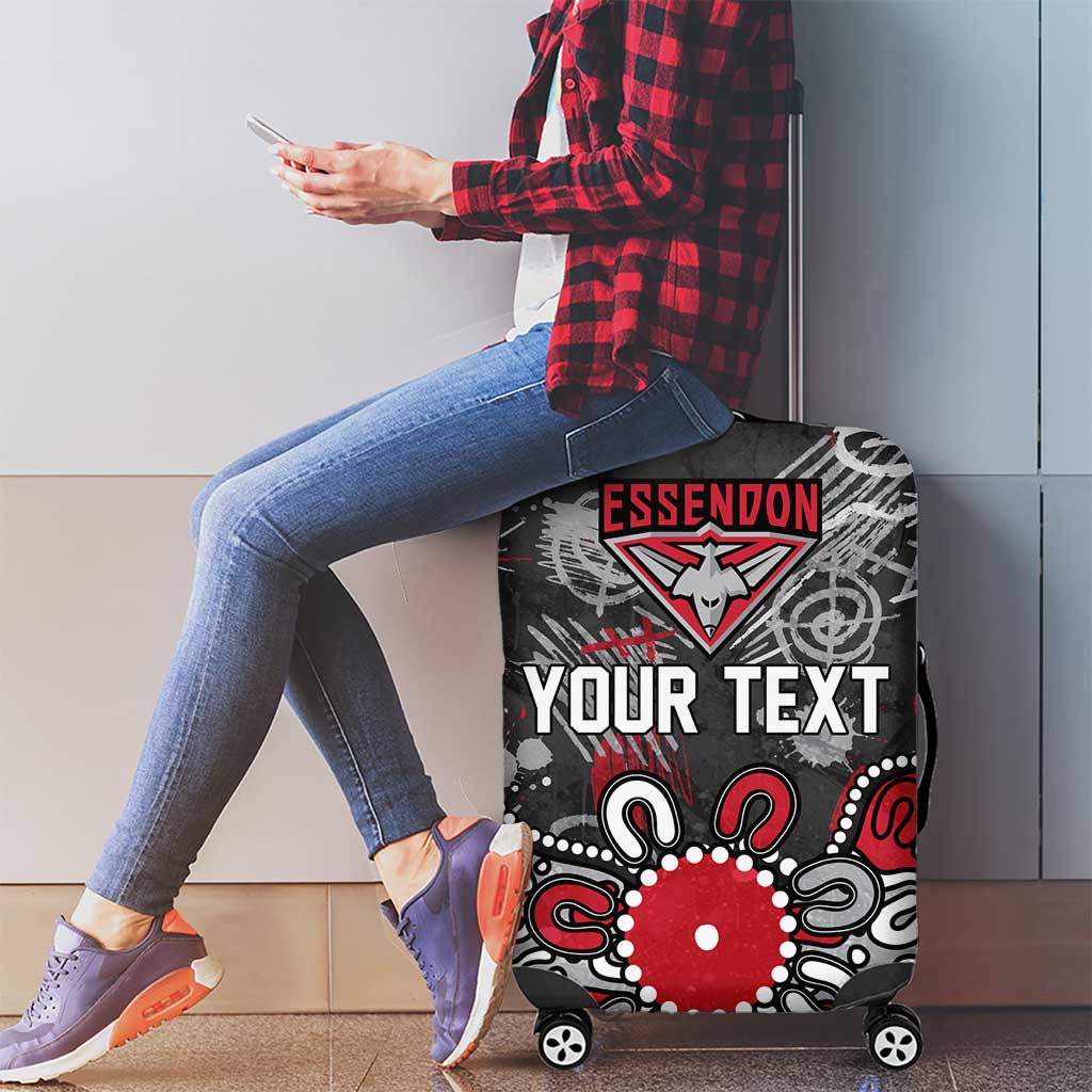 Personalized Essendon Bombers Luggage Cover Aboriginal Dot Painting Graffiti Style