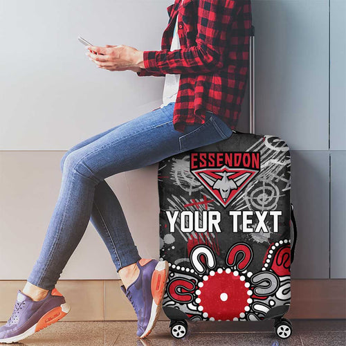 Personalized Essendon Bombers Luggage Cover Aboriginal Dot Painting Graffiti Style