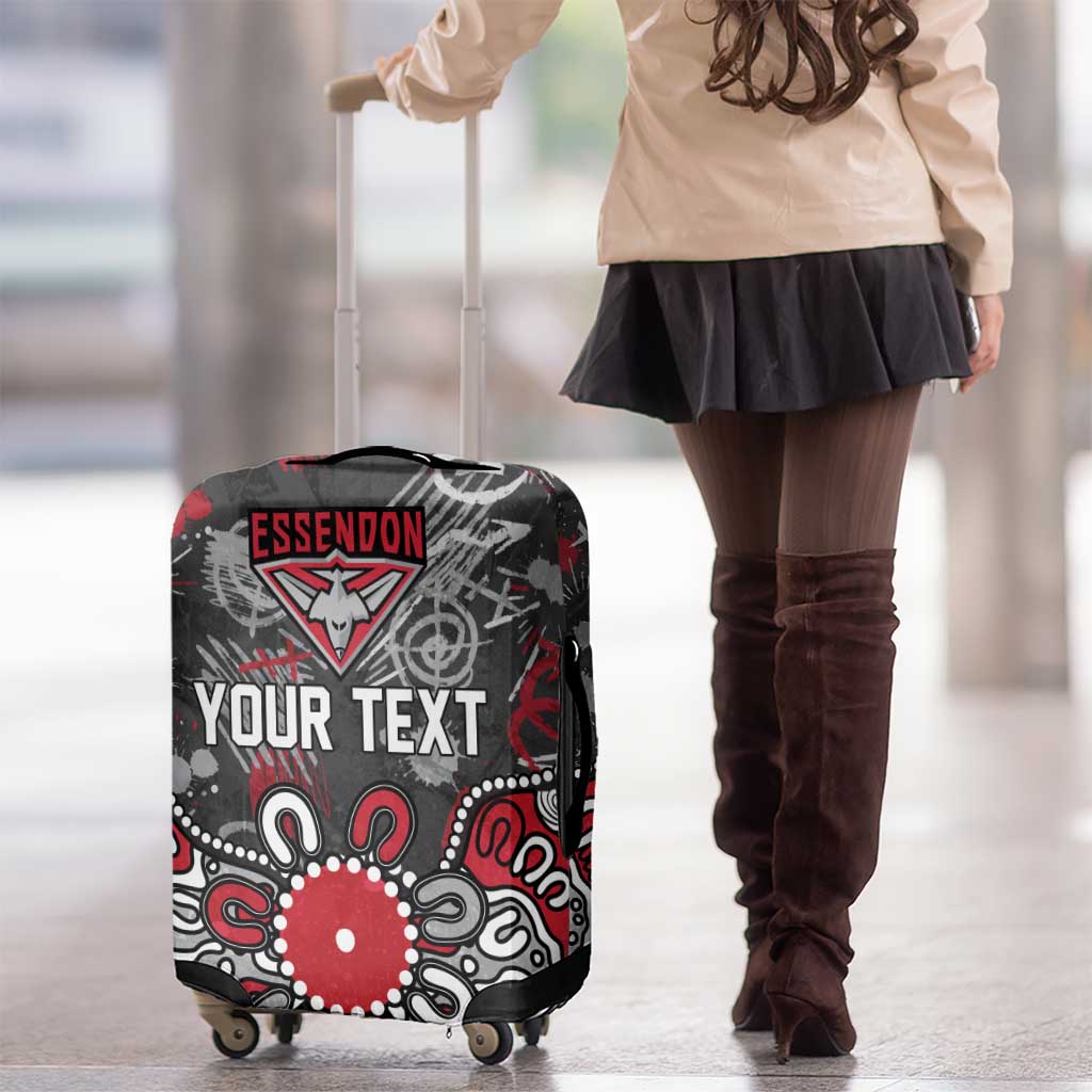 Personalized Essendon Bombers Luggage Cover Aboriginal Dot Painting Graffiti Style
