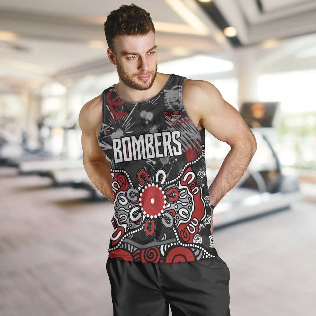 Personalized Essendon Bombers Men Tank Top Aboriginal Dot Painting Graffiti Style