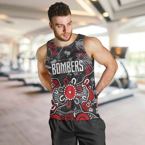 Personalized Essendon Bombers Men Tank Top Aboriginal Dot Painting Graffiti Style